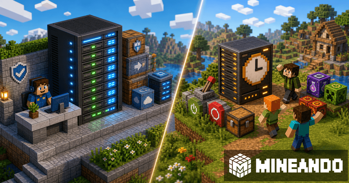 Minecraft-Server-Panel vergleicht gemanagtes Monatshosting mit Nutzung pro Stunde