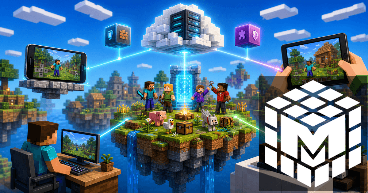 Minecraft server connecting players across devices with crossplay modules