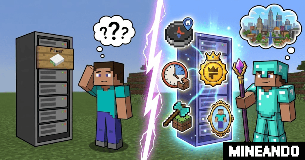 De servidor Minecraft básico a profesional: Comparativa entre hosting limitado y servidor con mapa en vivo, plugins y ciudades en Mineando