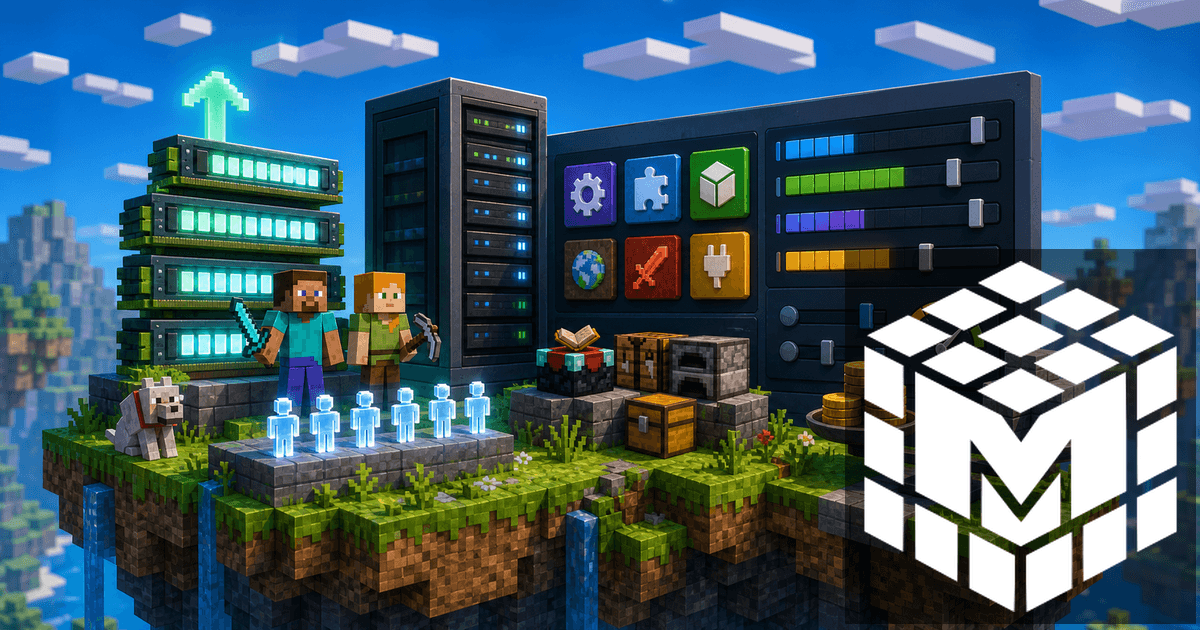 Minecraft server configuration panel with performance controls and players