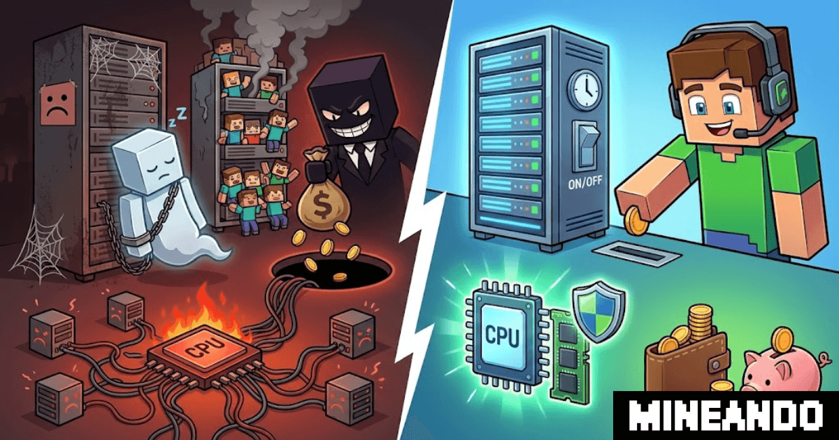 Overselling vs Pago por uso: Evita servidores saturados y ahorra con hardware premium y control ON/OFF en Mineando
