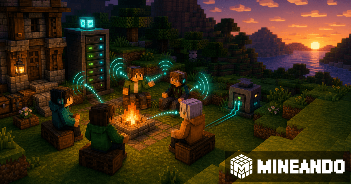 Minecraft SMP players using proximity voice chat inside the server world
