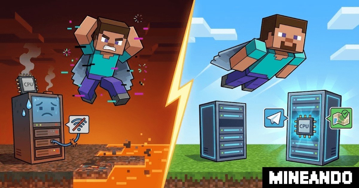 Servidor Minecraft optimizado: Adiós al lag con PaperMC y pre-generación de terreno frente a hosting de bajo rendimiento