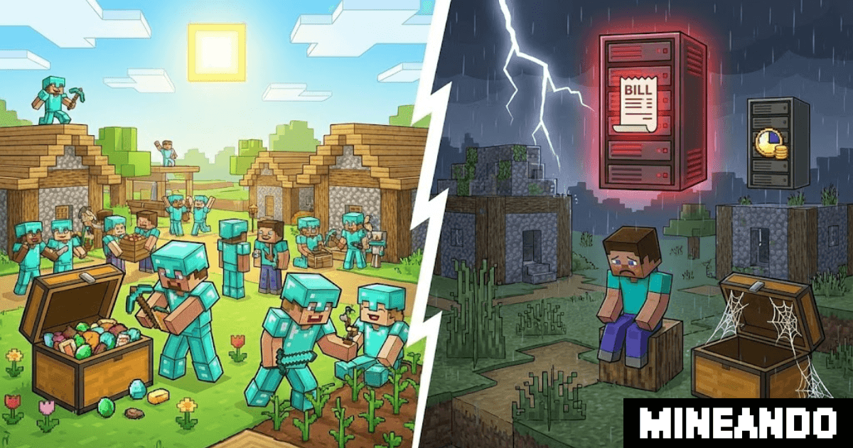 Ahorro en hosting Minecraft: Evita pagar facturas por servidores vacíos y gasta solo cuando tu comunidad está activa con el pago por uso de Mineando